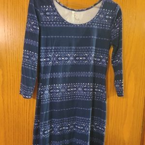 Blue Patterned Bodycon Dress